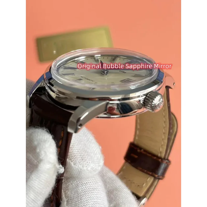 Japanese NH35 Automatic Mechanical Movement GS Enamel Cream SBGP261 Sapphire Bubble Mirror Retrobeautiful Gentleman'S Watch