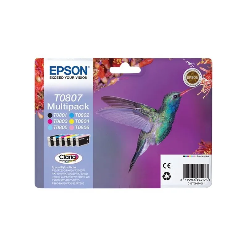 Epson T0807 Pack of 6 original ink cartridges-C13T08074011 C13T08074011 tintasycartuchos.com