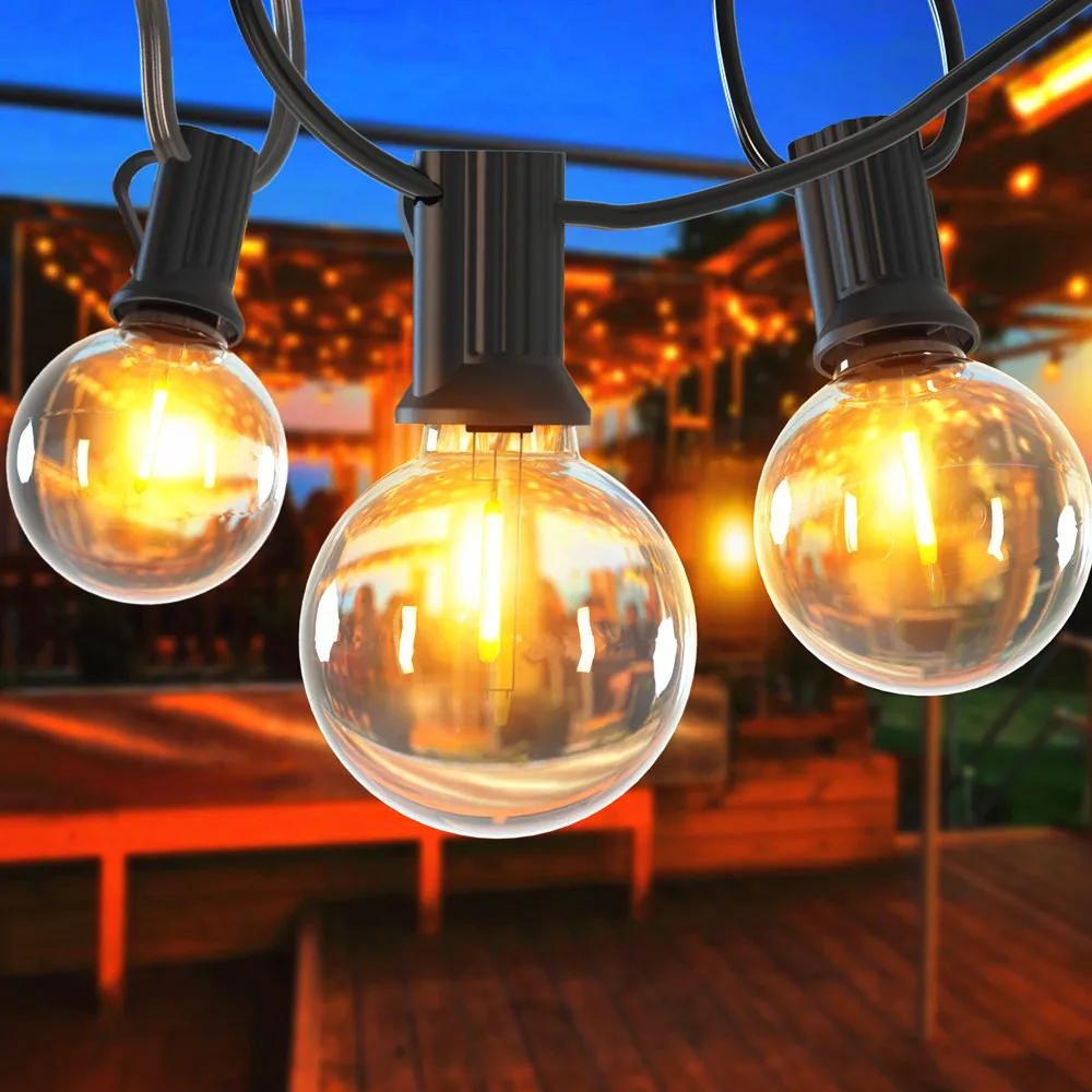 Outdoor G40 String Lights dimmerabile infrangibile plastica G40 Globe LED lampadine EU US Plug Home Patio Party Decor luci sospese