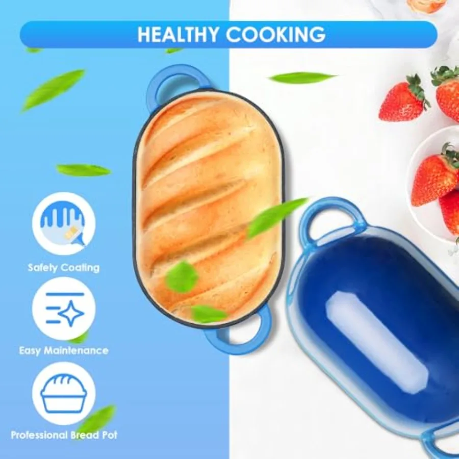 Чугунная голландская духовка с эмалированным покрытием 2,5 карата для выпечки хлеба. Безопасная кастрюля с крышкой. Идеально подходит для домашней выпечки.