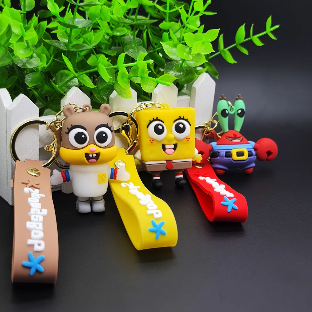 Cartoon Couple Keychain Spongebob Pie Big Star Accessory Car Key Chain Delicate Small Gift Bag Pendant