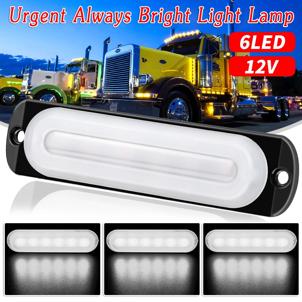 12V 24W White 6LED Car Truck Fog Light Lamp Off-Road Safety Urgent Signal LED Light Bar Work Lamp Driving Fog Headlights