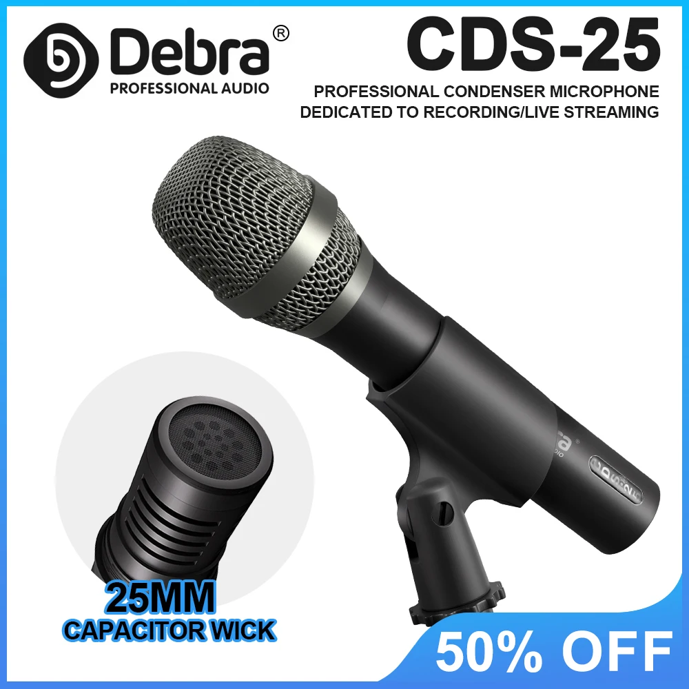 

CDS-25 Recording Microphone, Handheld Condenser Microphone, 48V Power Supply, Professional Studio Quality, for Live Broadcast