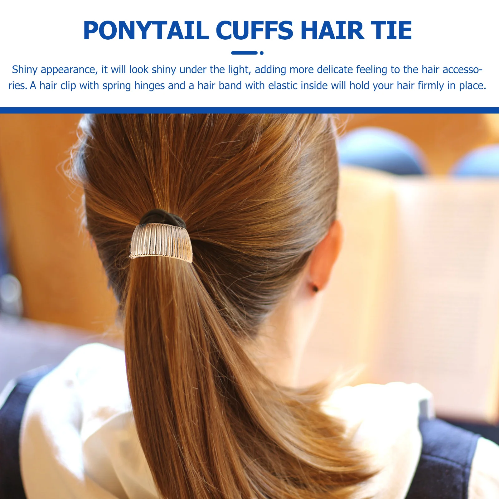 

6Pcs Ponytail Cuffs Electroplated Hair Bands Durable Stylish Hair Tie Holders for Women Girls Replacement Ponytail Holder