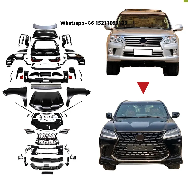 LX570 2008-2015 UPGRADE to 2021 BODY KIT for LEXU S HOOD HEAD LIGHTS LAMP BUMPER FENDER GRILLE EXHAUST LX 570 FACELIFT PARTS