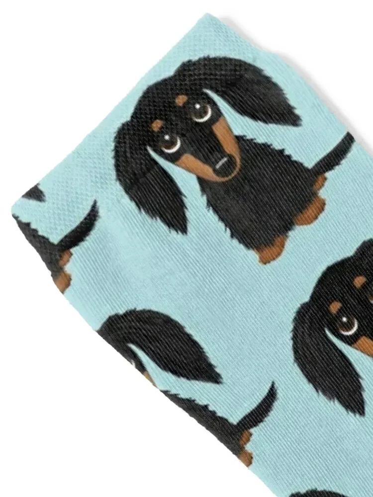 Black and Tan Long Haired Dachshund Socks Antiskid soccer Run christmas gifts Boy Child Socks Women's