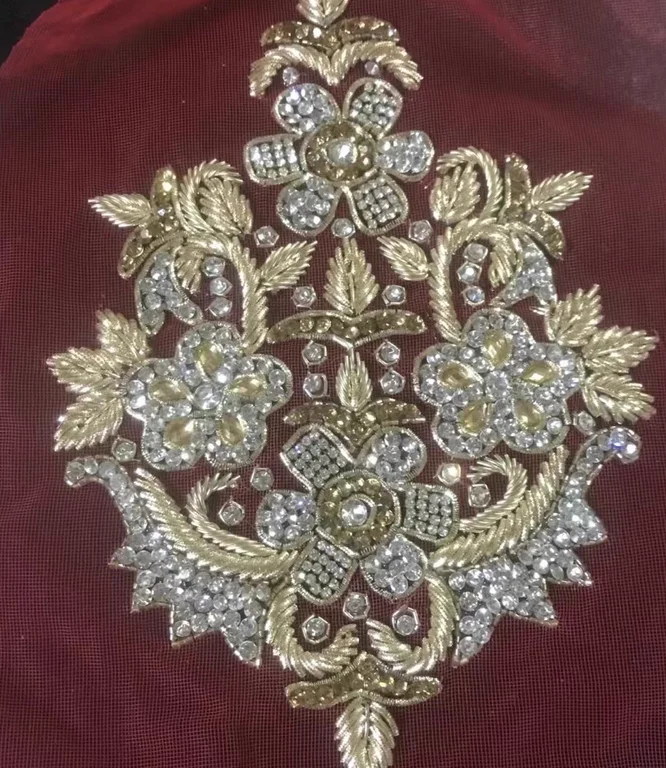 

Indian silk high-end dress embroidery handmade rhinestone cloth paste Chinese dress cheongsam Xiuhe Fuxi clothing accessories