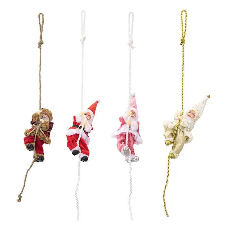 1pc decoração de natal papai noel corda de escalada pingente resina idosos boneca pingente corda de escalada pingente de idosos