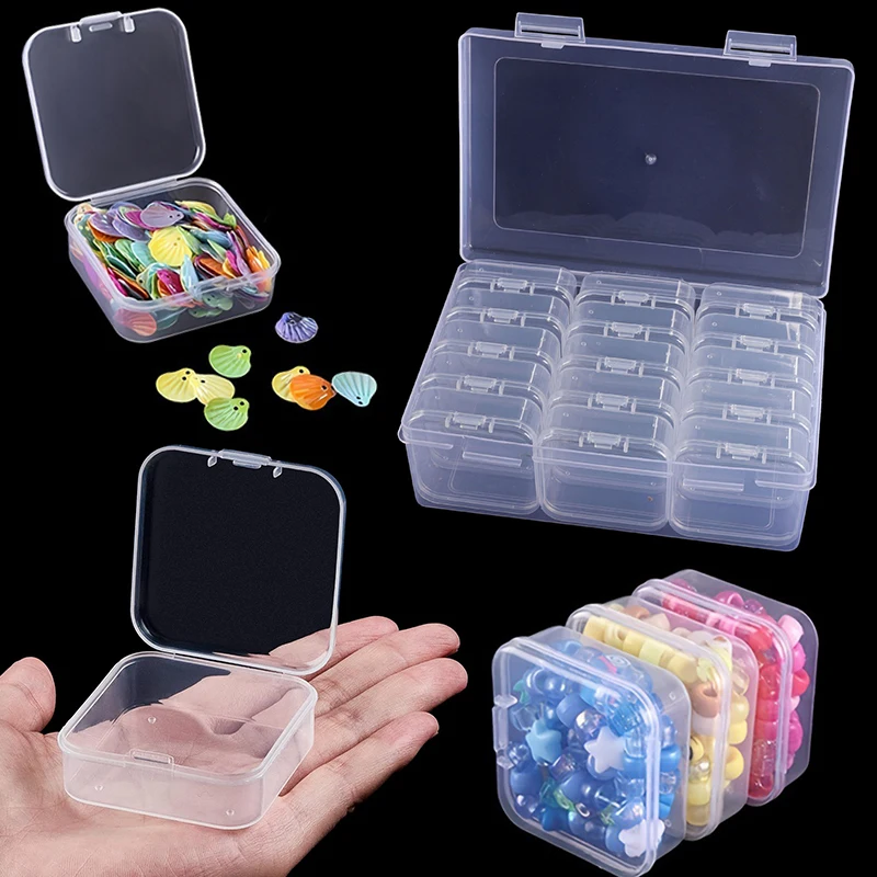 

12/15/30PCS Jewelry box Durable Transparent 5.5cm Square Box Waterproof Dustproof Household Package Storage Cases Containers ZYF