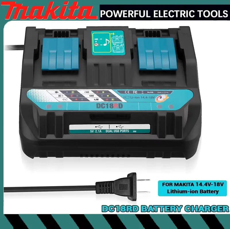 

Новейшее зарядное устройство Makita для двух литий-ионных аккумуляторов, ток зарядки 4А, для Makita 14.4V 18V BL1830 BL1430 DC18RC DC18RA, быстрая зарядка