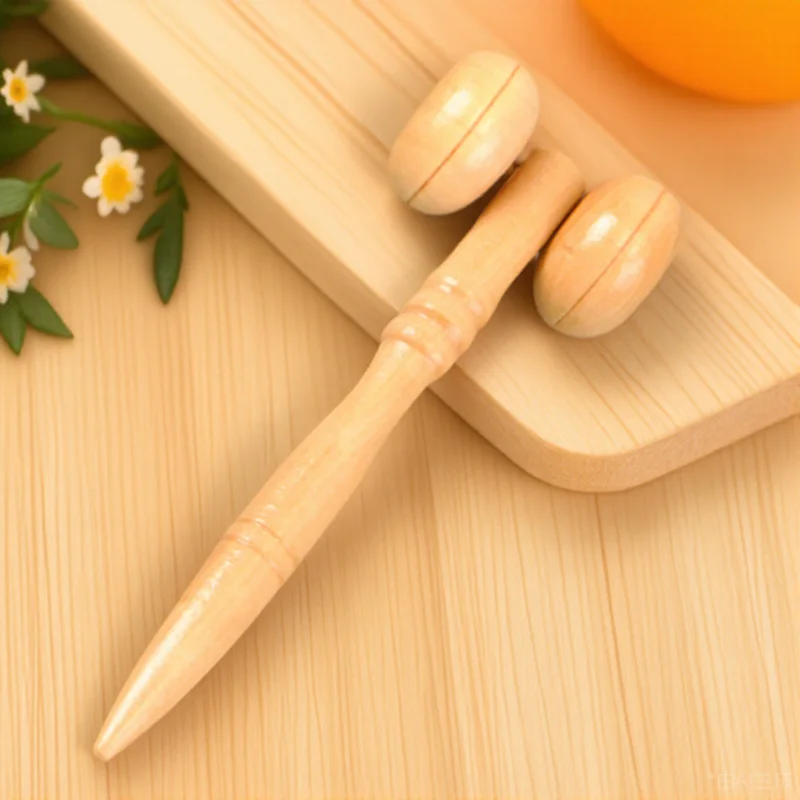 

Natural Wooden Face Massager Mini Roller Smooth Handle Durable Unisex Tool For Neck Back Leg Soothing Relief After Workout