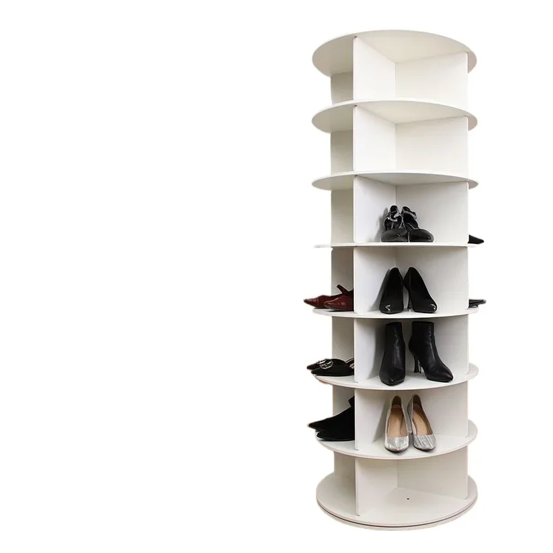 Simple multi-layer rotating shoe rack 360-degree storage organizer plastic bookshelf for home entrance or student use