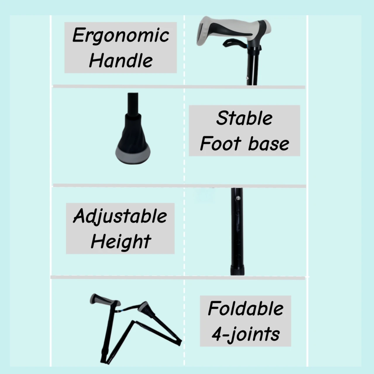 Picture 4: Folding Durable Cane Retractable Crutch Telescopic Walking Stick Foldable Portable Canes Professional Design Lightweight
