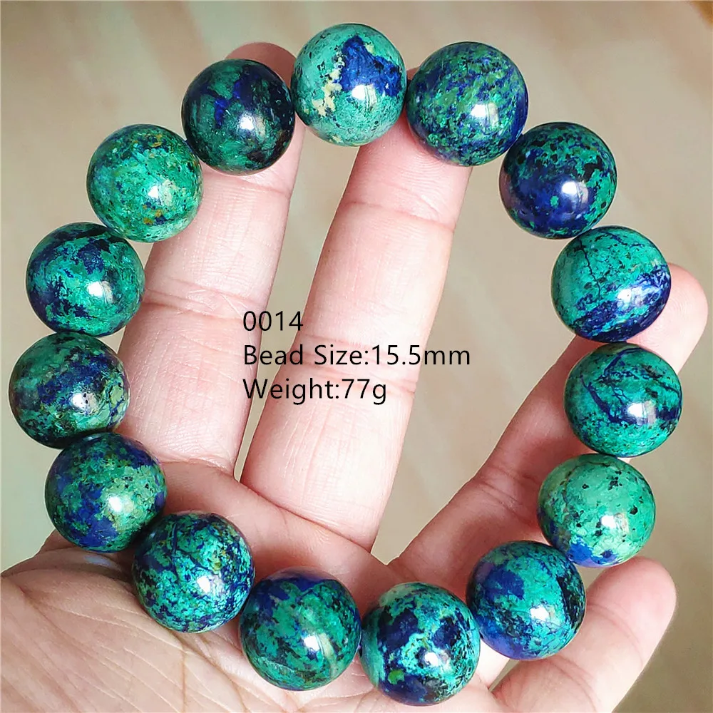 Natural Blue Malachite Azurite Round Beads Bracelet Chrysocolla Gemstone Rare Women Men Jewelry AAAAAA