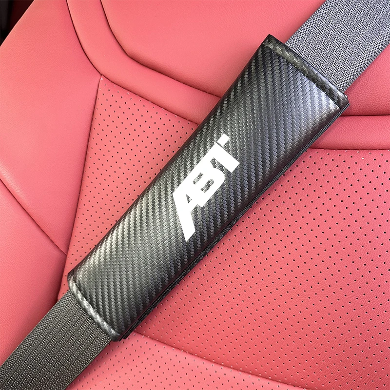 2 قطعة ألياف الكربون مقعد السيارة حزام يغطي الكتف حامي وسادة منصات لمقعد أودي فولكس فاجن سكودا ABT موتور سبورت سبورتسلاين