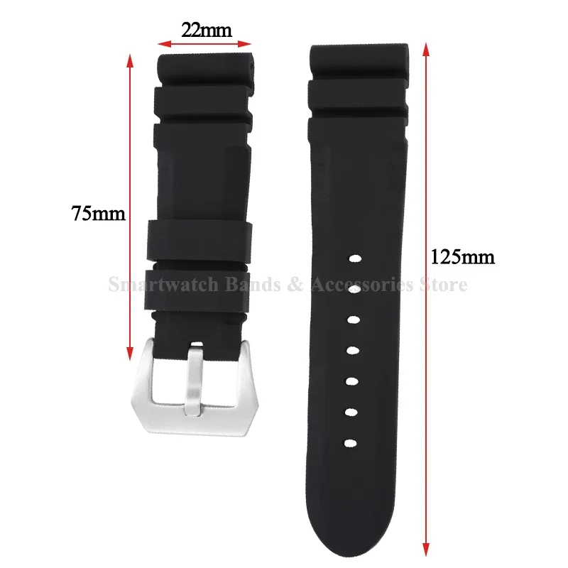 22mm 24mm 26mm Silicone Watch Strap for Panerai for SUBMERSIBLE PAM441/111/359 Rubber Watch Band Men Women Bracelet Accessories