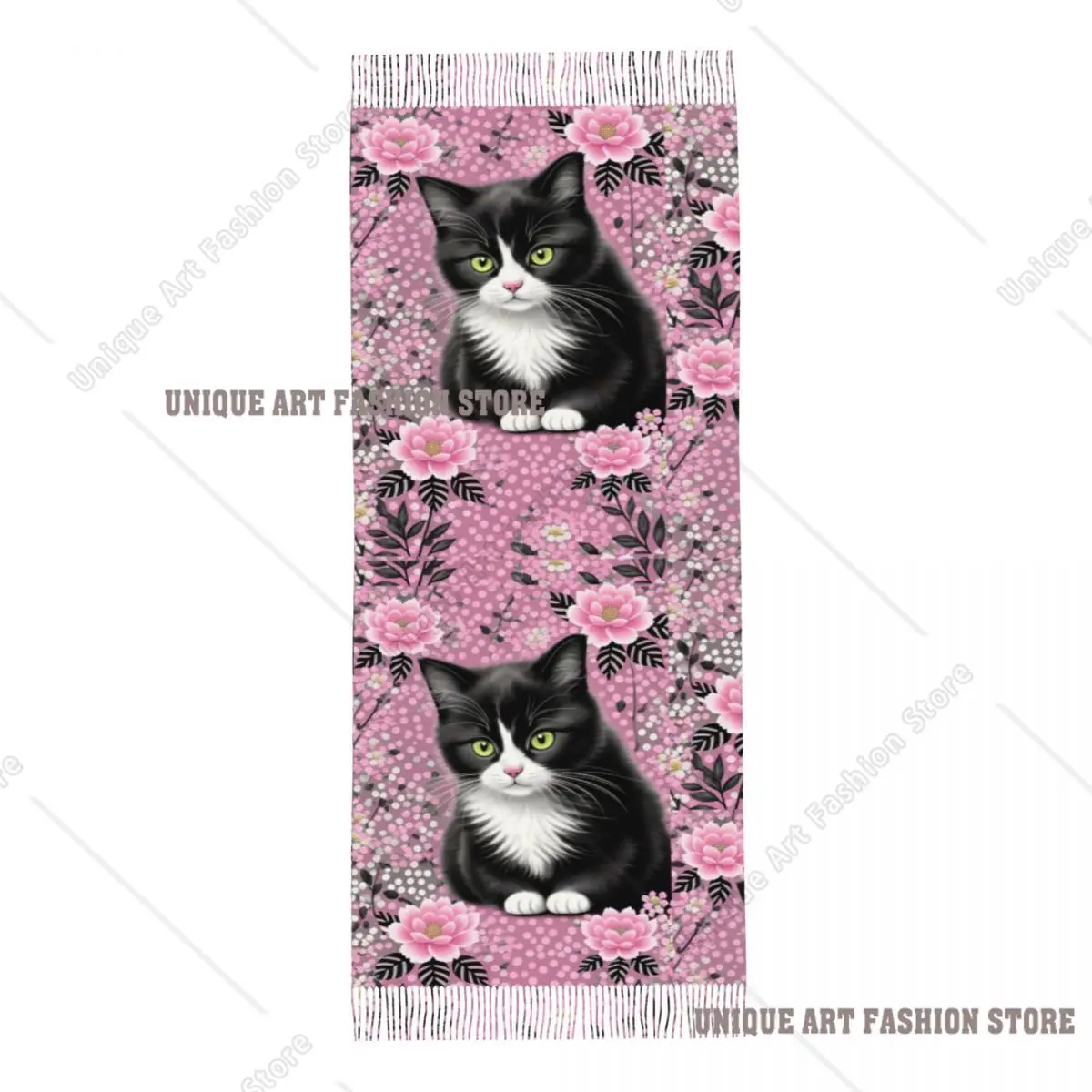 Senhoras personalizadas grande bonito criativo gato cachecóis feminino inverno outono grosso quente borla xale envolve cachecol