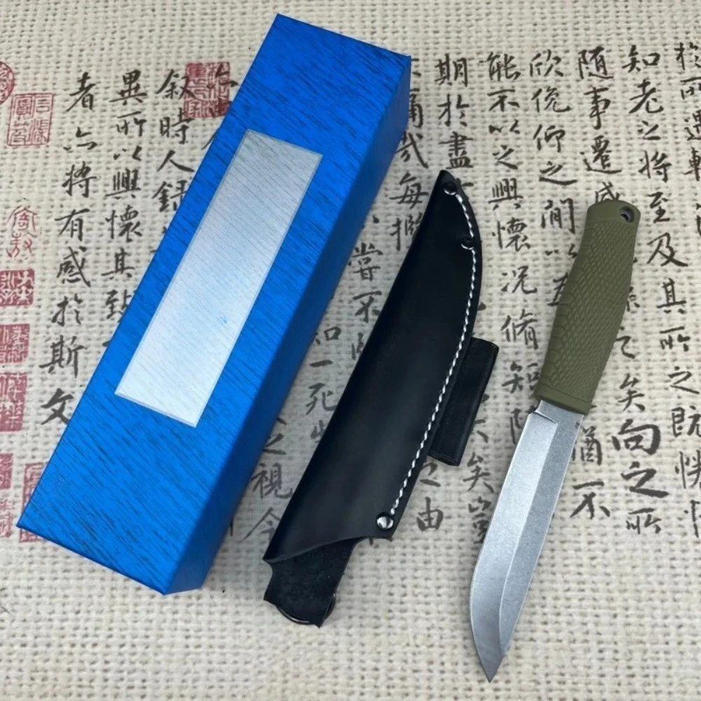 200 Fixed Blade Knife High Hardness D2 Blade Green Handle Portable Outdoor Camping Hiking Straight Knife
