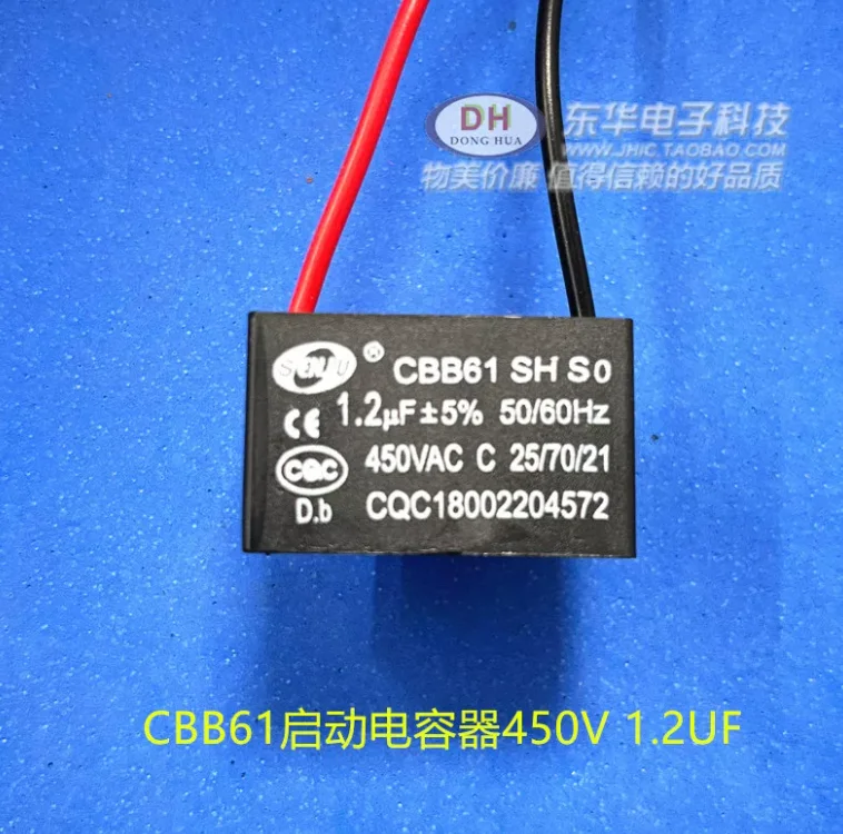 2PCS Fan Capacitor CBB 450VAC Capacitance 4.5/5/6/7/8/10/ 2UF/1UF/1.2UF/1.5UF/2.5UF/3UF/3.5UF/4UF CBB61 Capacitor 2uf 450V Cbb61