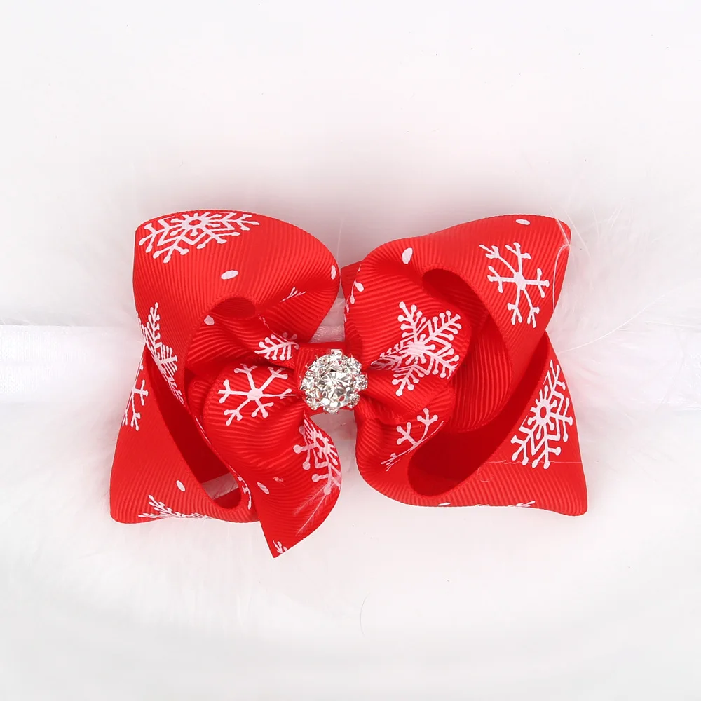 Christmas Baby Girls Headband Cute Bow Feather Infant Headband Newborn Bandage Ribbon Headwear Infant Hair Accessories