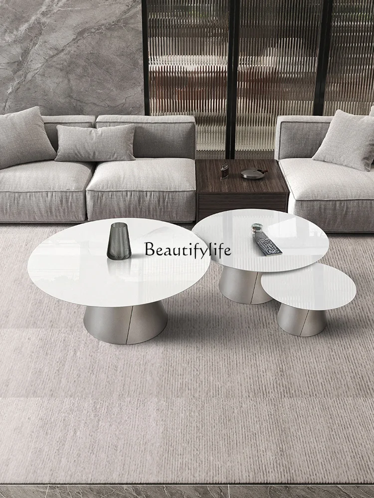 yj5Italian Simple Luxury Nano Jade Stone Tea Table Modern Simple and Light Luxury