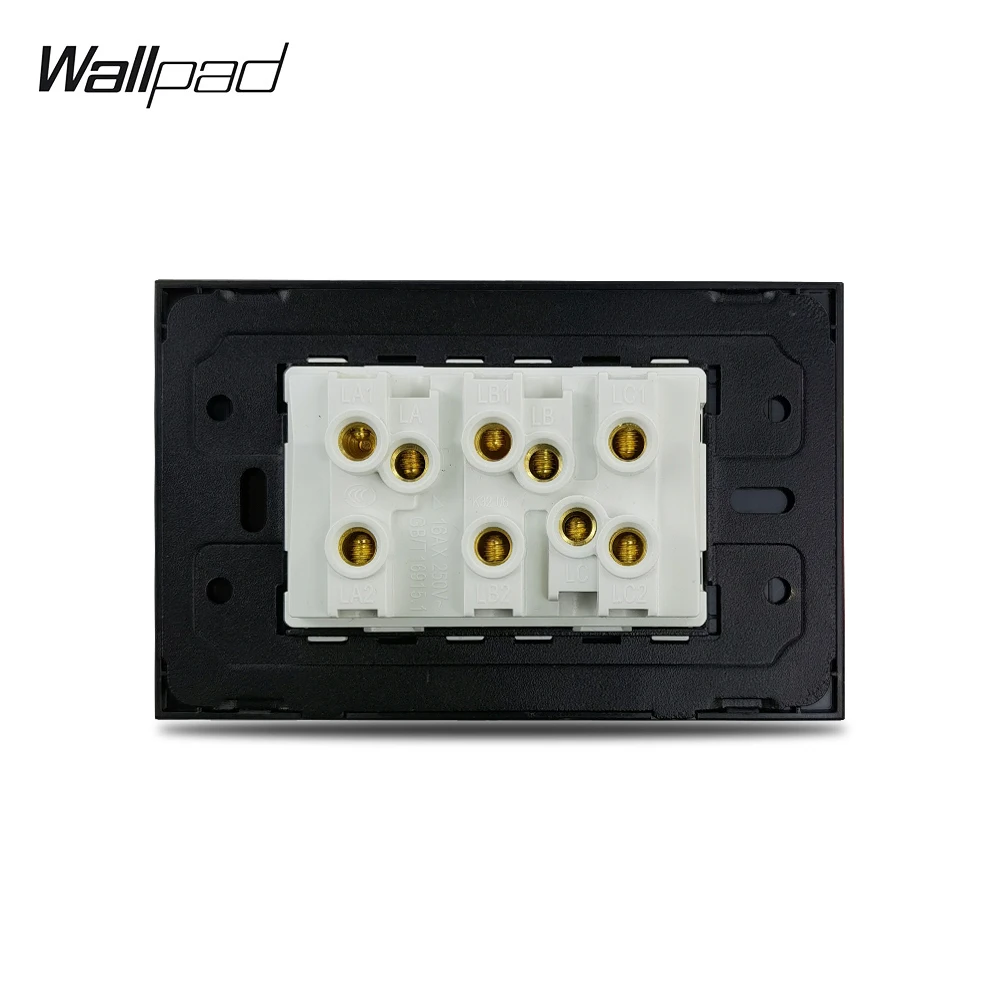 US 3 Gang 1 Way 2 Way On Off Light Switch Wallpad L3 White Glass Wall Panel 118*75mm AU IT IL Push Button Rocker Pass Switch 6M