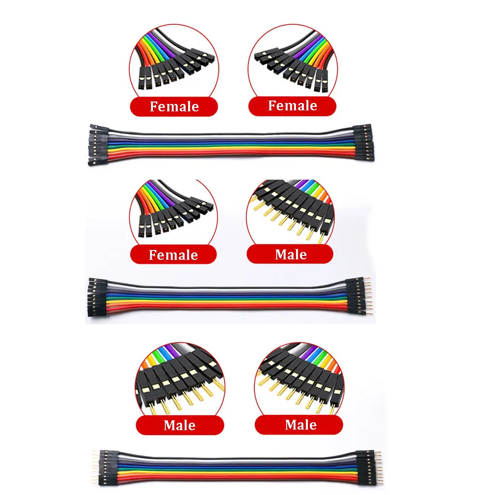 10Pin Dupont Line Male To Male Female To Female Male To FeMale Jumper Wire Cable 20cm 30cm 50cm 80cm 1m for Arduino DIY KIT