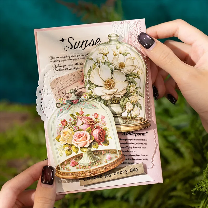 10pcs/Pack Bottle Collection Series Vintage Embossed Hard Card Sticker Pack Journal Decoration Cute Stickers