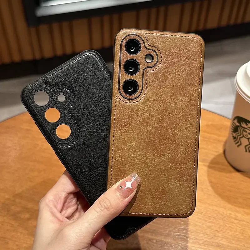 Luxury Shockproof Leather Case for Samsung Galaxy S26 Ultra S25 S24 Plus S23 S22 S26Ultra Camera Lens Protection Back Cover