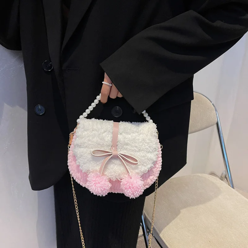 DIY Craft Project اليدوية الغزل حقيبة كروسبودي لتقوم بها بنفسك عدة مخيط يدويا حقيبة معدنية محبوك حقيبة لصديقة أفضل صديق هدية #5