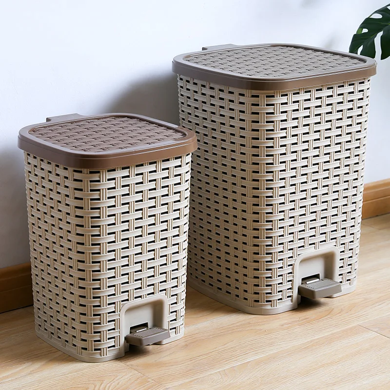 

Trash Can Household Kitchen Foot-operated with Lid Garbage Can Toilet Toilet Foot Large Paper Basket