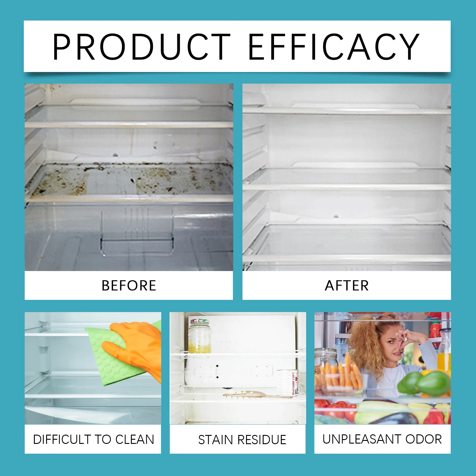 Refrigerator Cleaner Stain Remover Odor Remover Deodorizer Multifunctional Household Refrigerator Cleaning And Care Agent 120ml
