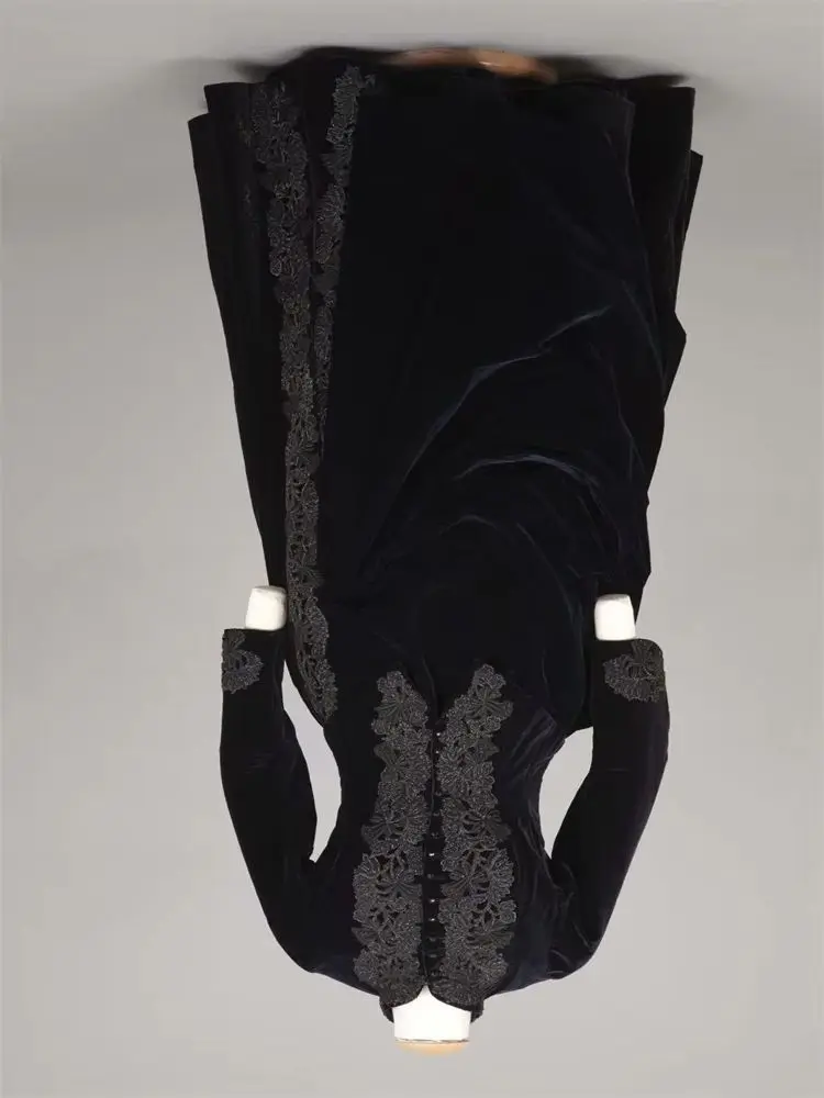 

Средневековое черное бархатное элегантное платье для косплея на Хэллоуин, колониальное женское бальное платье в стиле грузинского ренессанса в готическом стиле