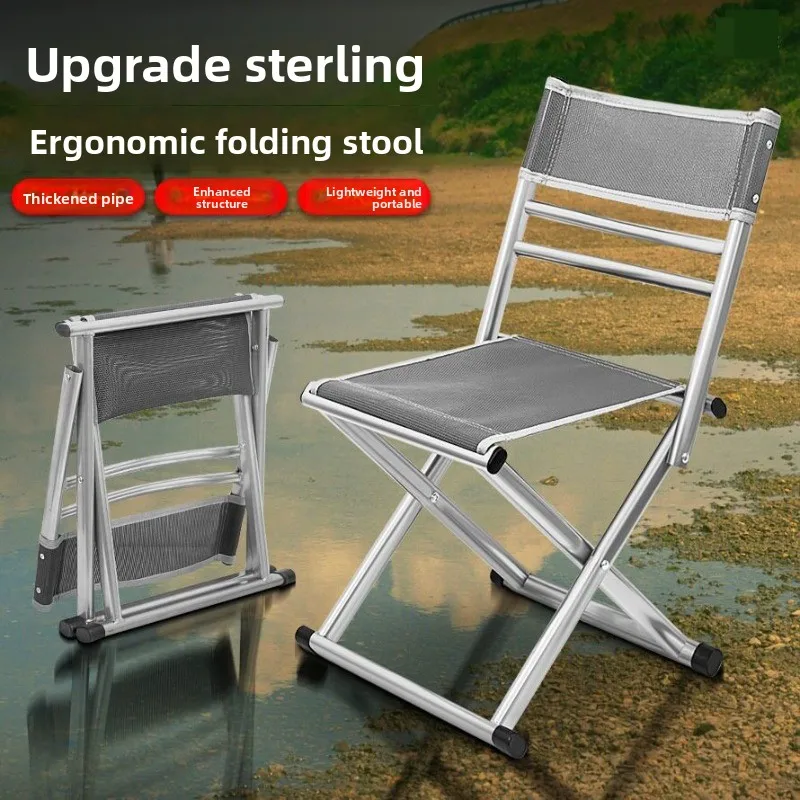 Folding Stool Mazar Portable Sturdy Stool with Backrest Outdoor Fishing Camping Chair Household Small Bench Folding Chair