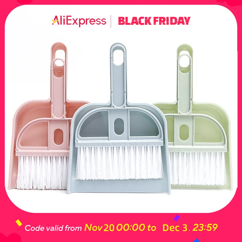 

Mini Desktop & Car Broom Set - Small Sweeper with Dustpan for Keyboards, Beds, Vehicles, Lint & Crumb Cleanup (Gray/Black)​