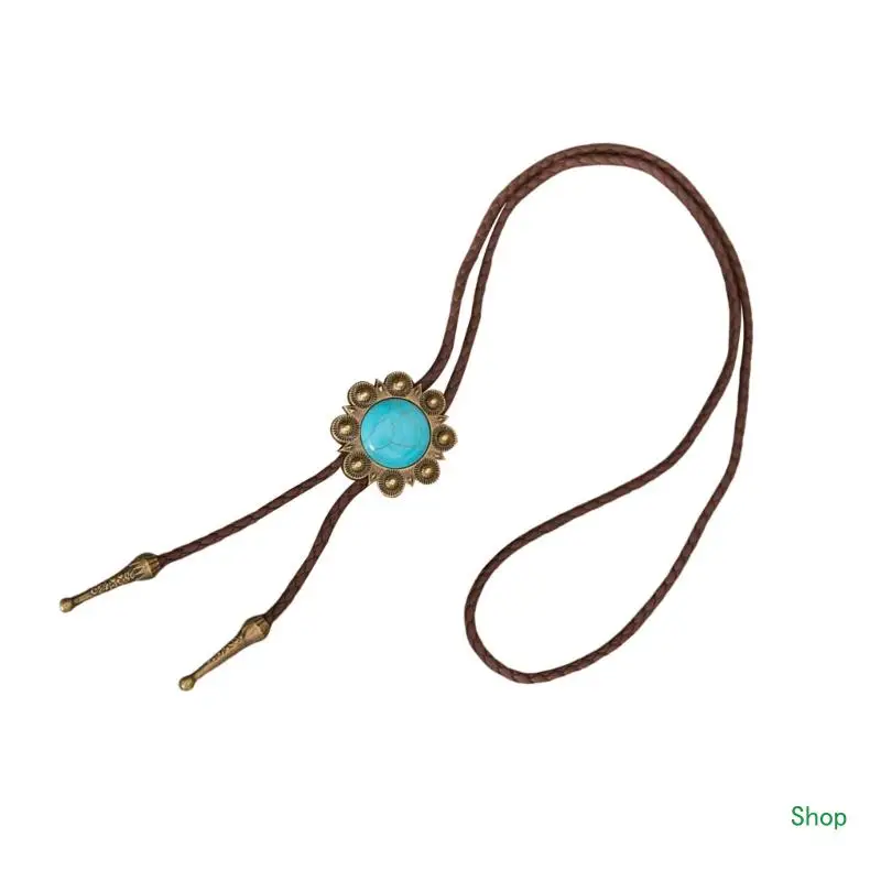 

Dropship Fashion Turquoise Bolo Tie for Adult Unisex Classical Necktie Costume Accessories Shirt Bolo Tie for Men PU Rope