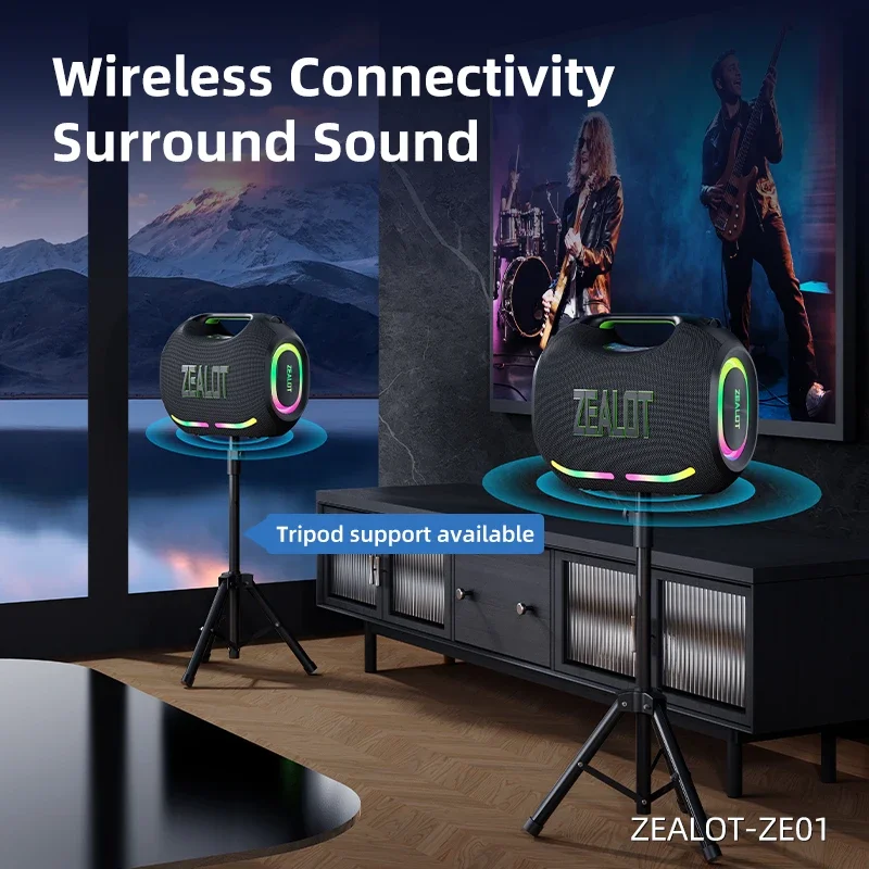 ZEALOT-ZE01 120W Big Power Wireless TWS Subwoofer Bluetooth