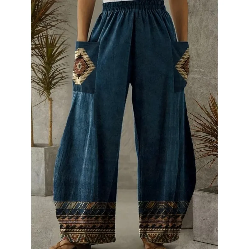 

Plus Size New Tribal Print Women's Long Pants Vintage Ethnic Print Women's Stylish Pants Everyday Casual Pants