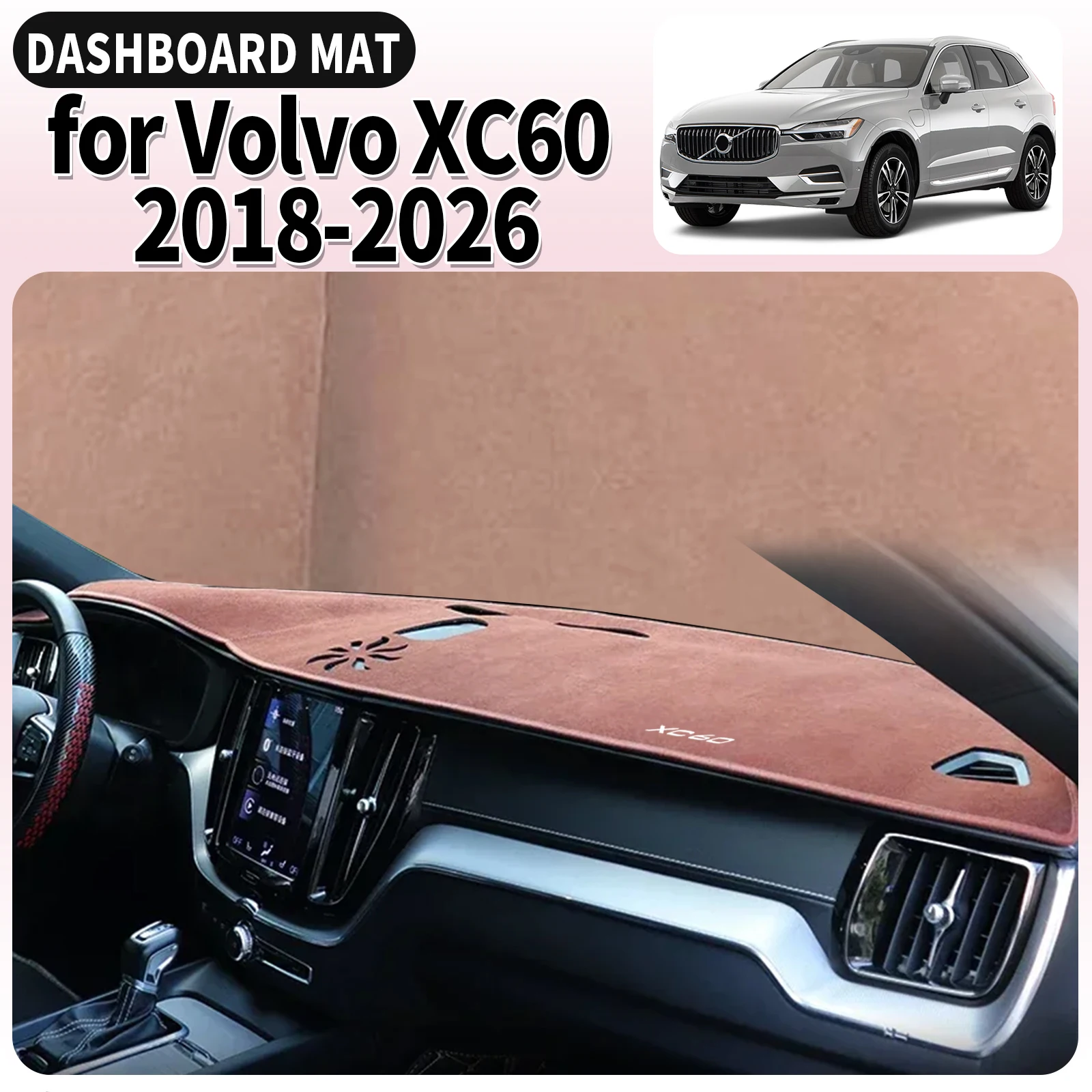 

fit for Volvo XC60 2026 2025-2018 Car Dashmat Dashboard Cover Pad Accessories DashMat Sunshade Protective Carpet Leather