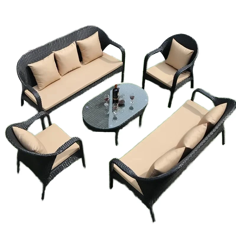 

Modern Leisure Hotel Outdoor Garden Lounge Sofa Sectional Set Wicker Rattan Patio Balcony Furniture for Living Room