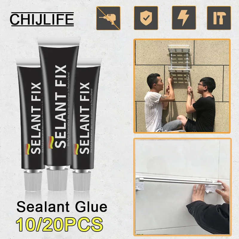 10/20 peças super cola sem unhas, secagem rápida, à prova d'água, selador de telhas, selante, mármore, metal, vidro, adesivo para casa