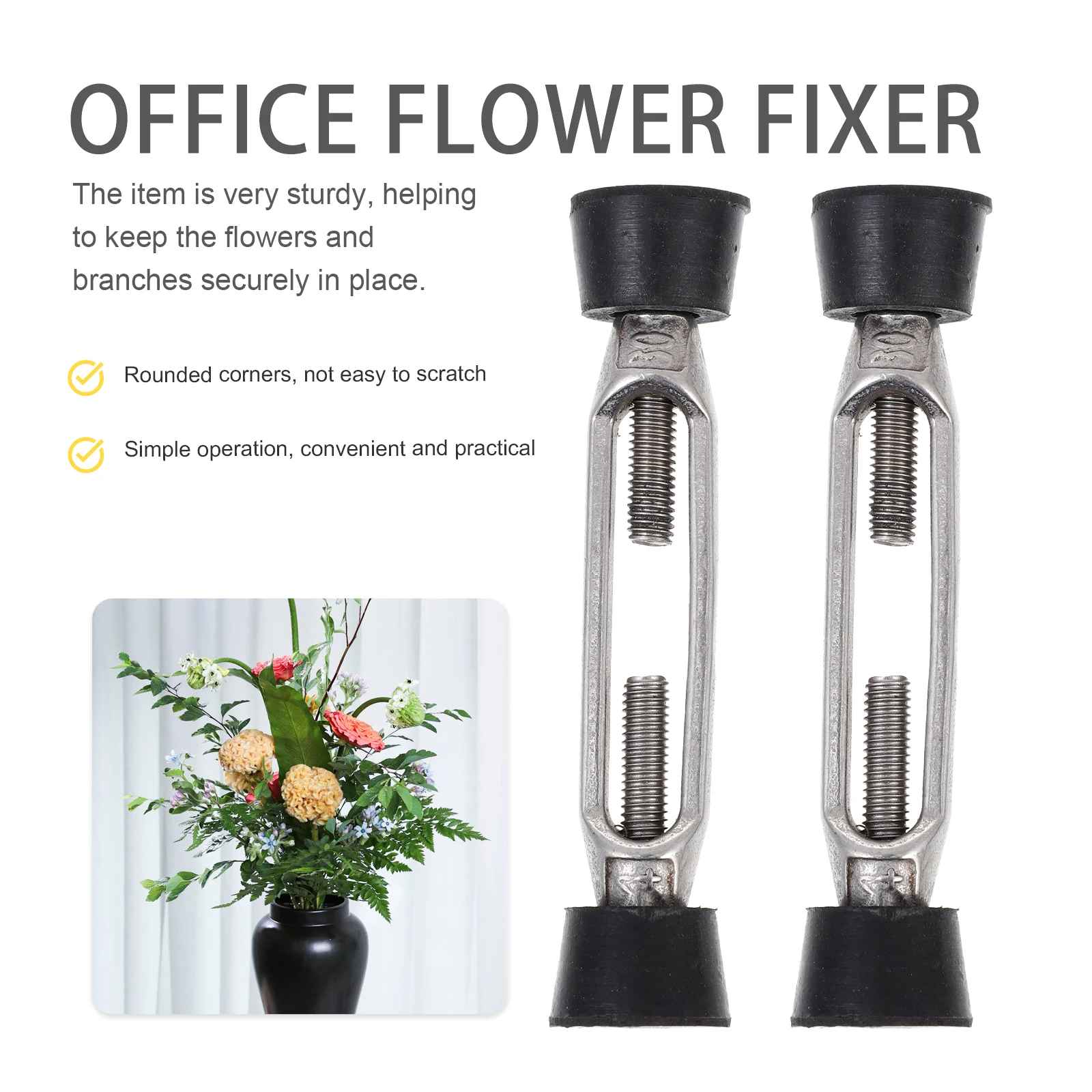 

2 Pcs Floral Arrangement Tools Home Office Sturdy Steel Rubber Fixer Fixture Branch Plant Holder Artificial Flowers Gardening