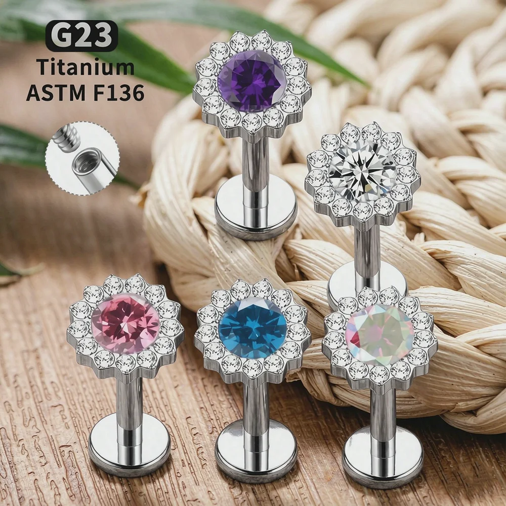 Flat Back Labret Stud - 16G G23 Titanium Labret Piercing with