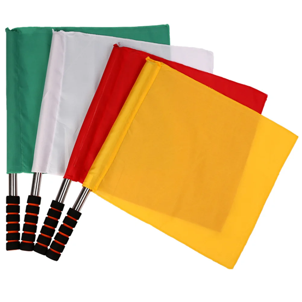 

4 Pcs Referee Flag Match Signal Flags Colored Hand Soccer Football Racing Conducting Equipment