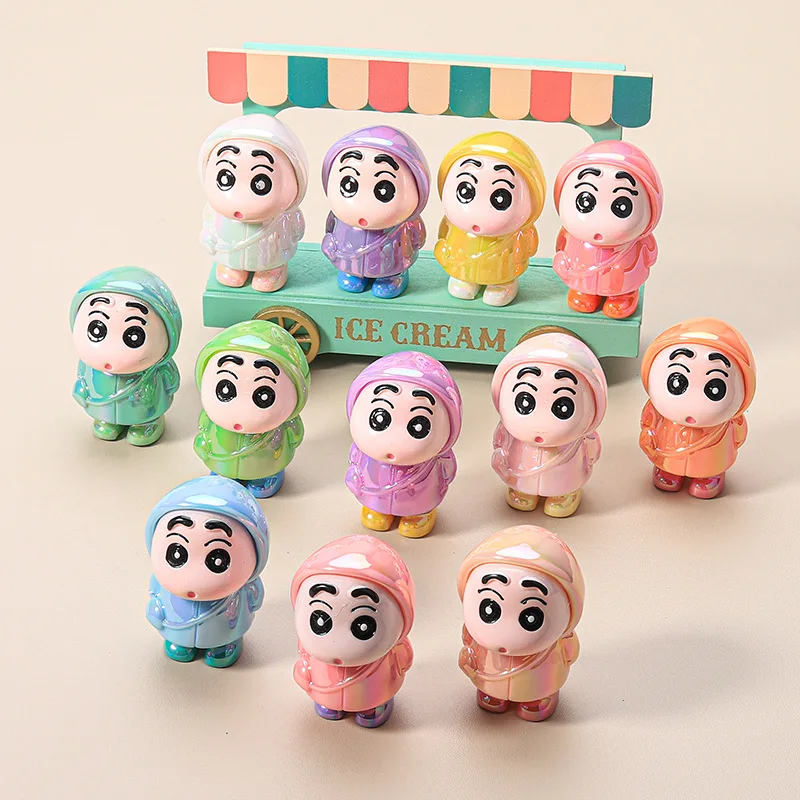 

12pcs Crayon Shin-Chan Cartoon Plating Diy Jewelry Accessories Raincoat Shin-Chan Keychain Pendant Creative Car Ornaments Gifts