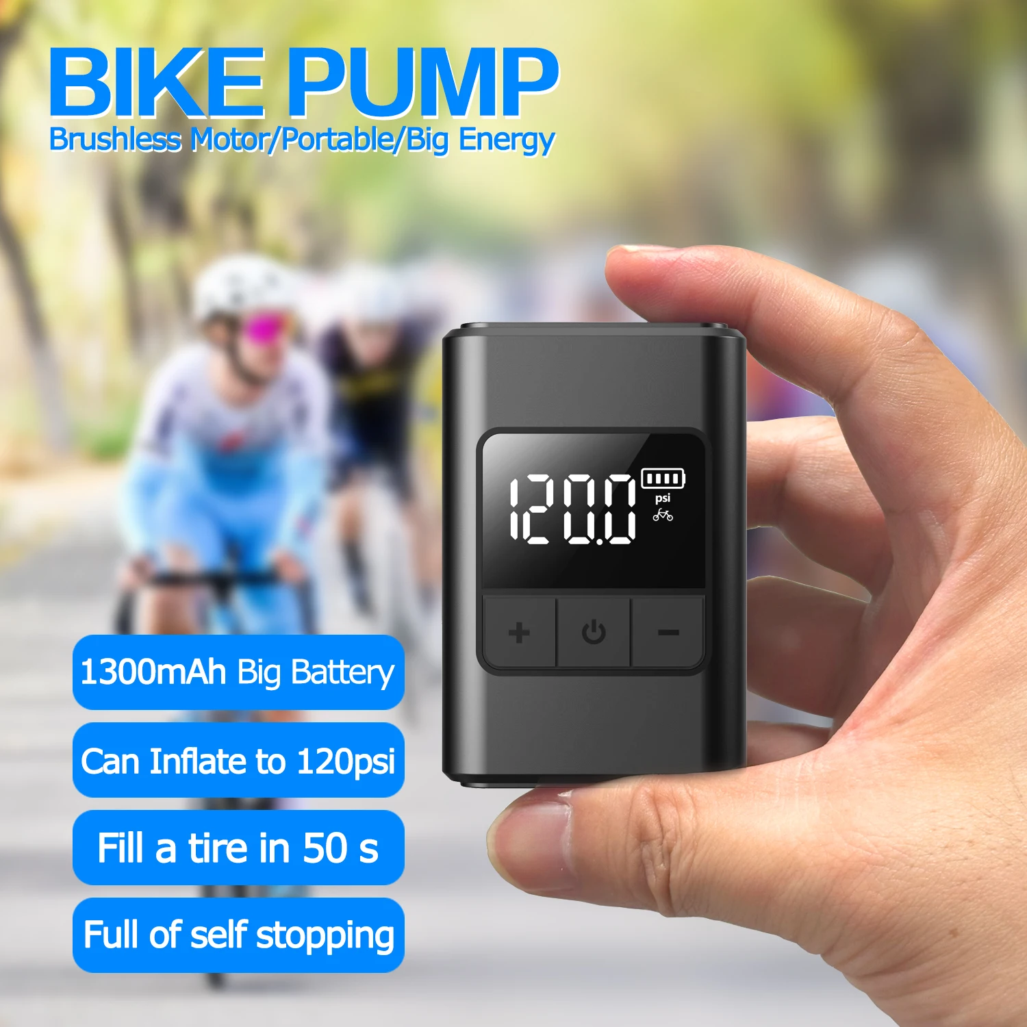 

Mini Portable Bike Pump Motorcycle Cycling Electric Tyre Pump Digital Wireless Smart Automatic Bicycle Tire Inflator