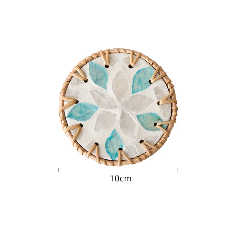 3Pcs Random Rattan And Ceramic Cup Mat Heat Insulated for Home Restaurant Non- Drink Cushion Stylish  for Table Decor