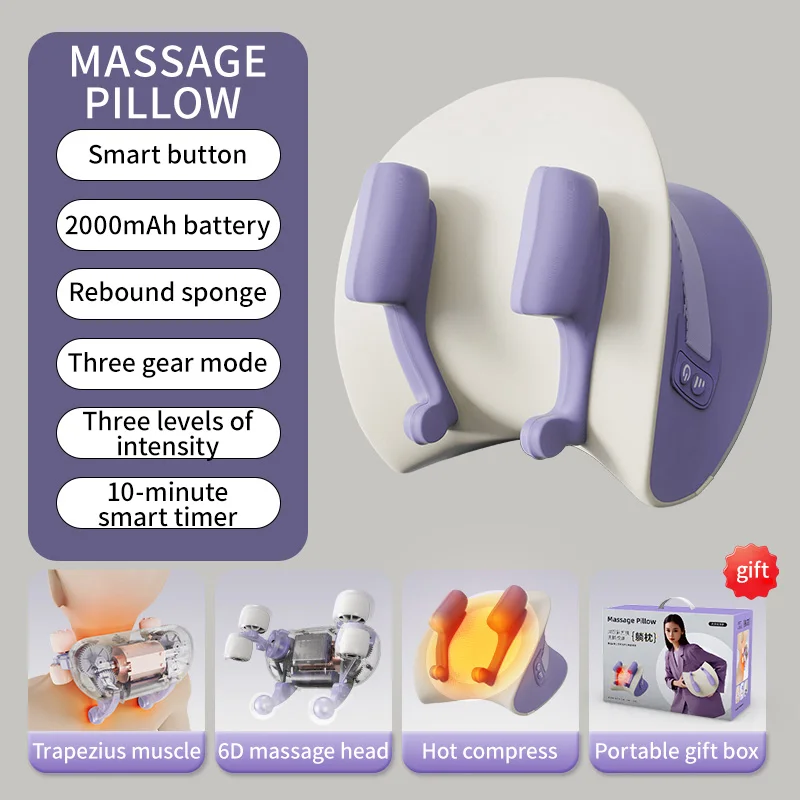 Jinkairui الرقبة والكتف العجن وسادة تدليك مدلك عنق الرحم شبه منحرف العضلات العجن وسادة تدليك