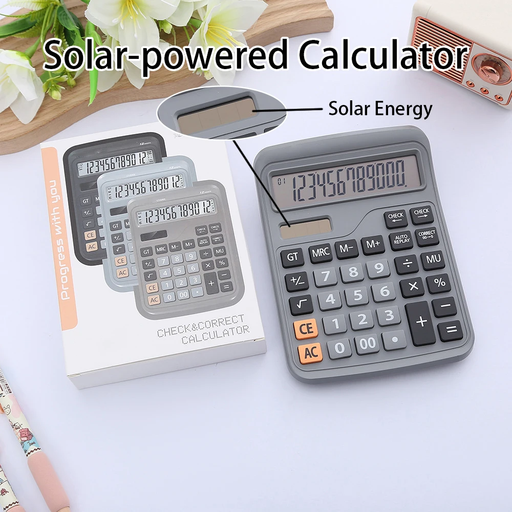 

12-значный солнечный финансовый калькулятор, настольный и портативный для офиса и студенческого использования