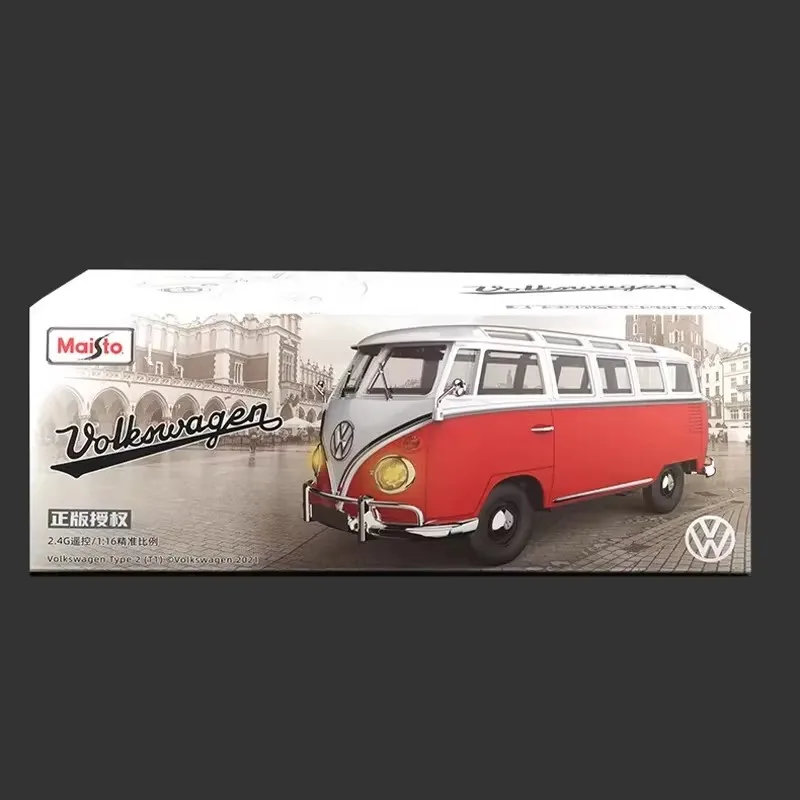 In Stock Maisto 1:16 Volkswagen Type 2 T1 Rtr Rc Car Alloy Miniature Diecast Remote Control Van Car Christensen Toys Kids Gift